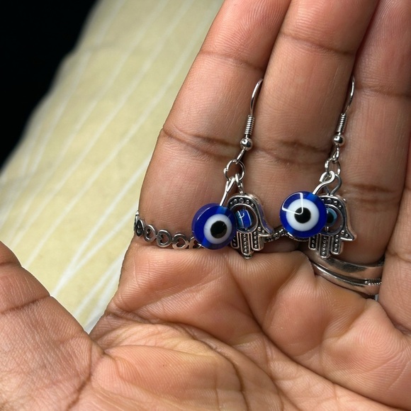 Evil Eye & Hamsa Protection Earrings - Picture 3 of 3